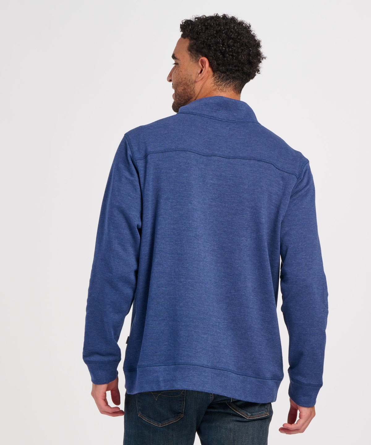 Men's French Terry Button Pullover – French Terry Henley Button Sweatshirt in Navy Heather