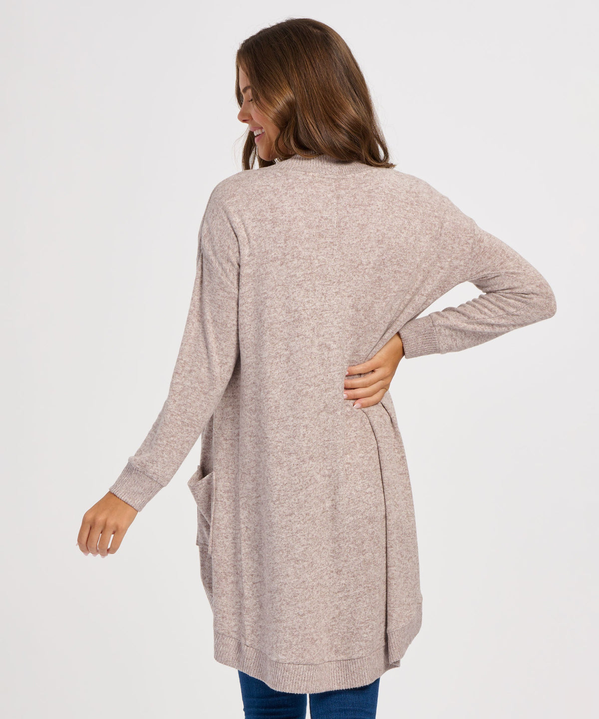 Women's Cuddle Cardigan – Ultra-Soft Open-Front Cardigan Sweater in Espresso Heathe