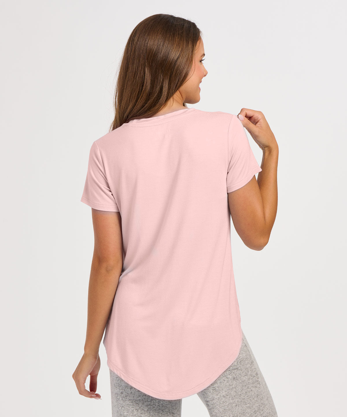 Women's Bamboo Hi-Low Tee in Pink Serenity