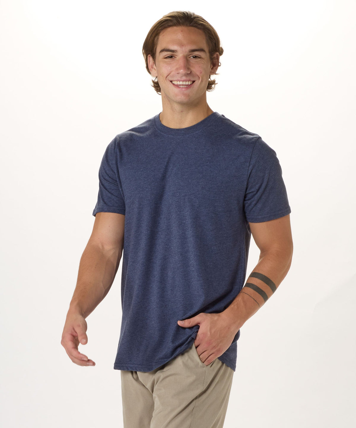 BM2103 Crewneck Tee - Denim - Front | Denim