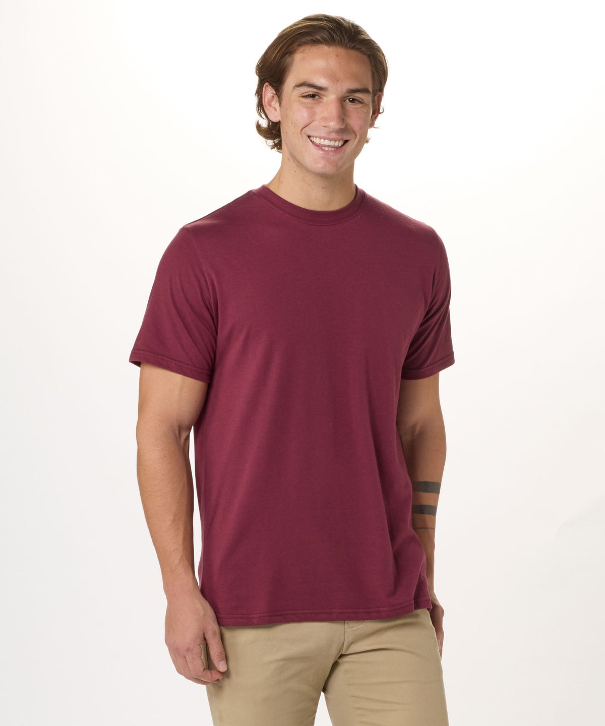 BM2103 Crewneck Tee - Maroon - Front | Maroon