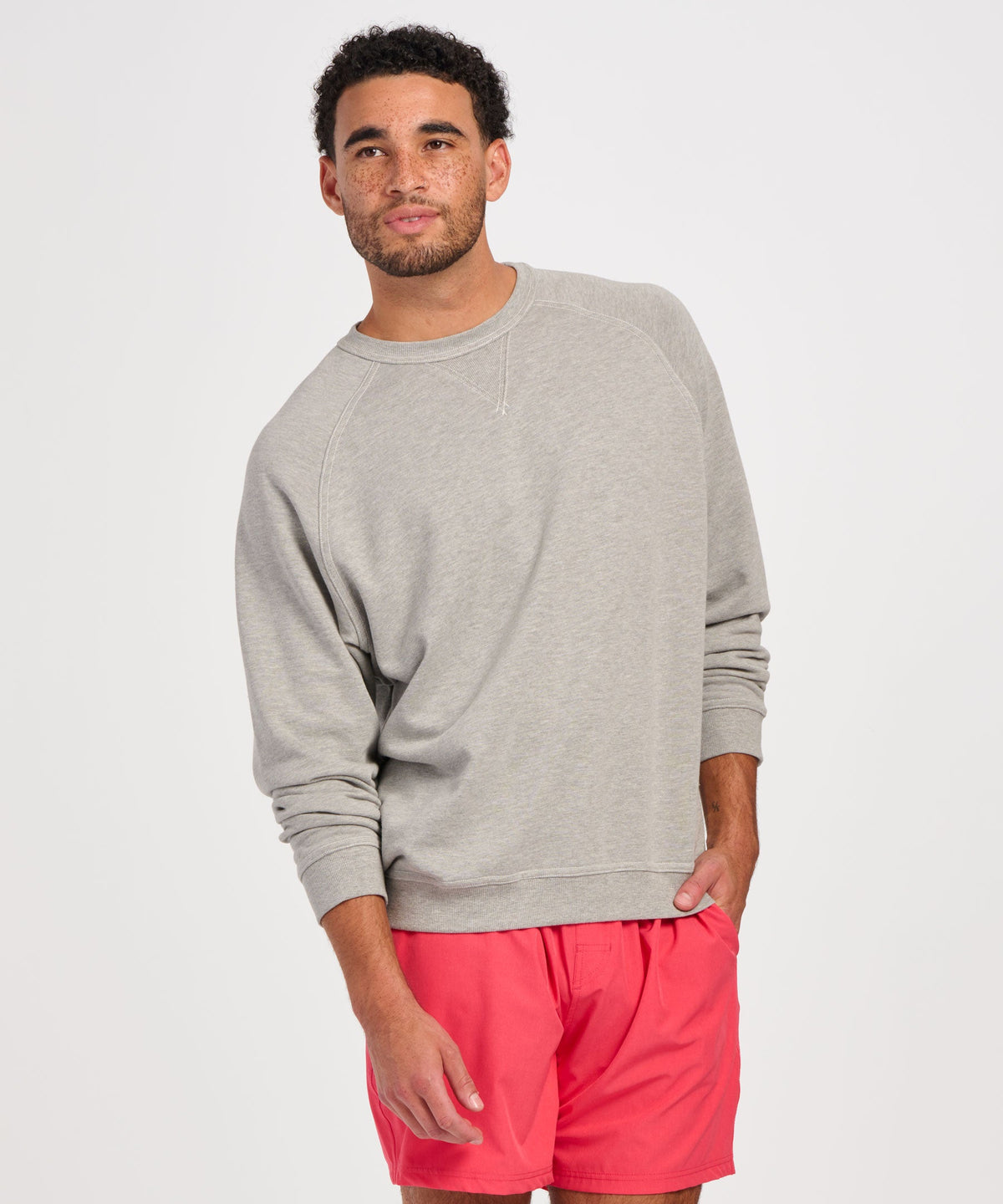Men's French Terry Crew – French Terry Crewneck Sweatshirt in Oxford Heather