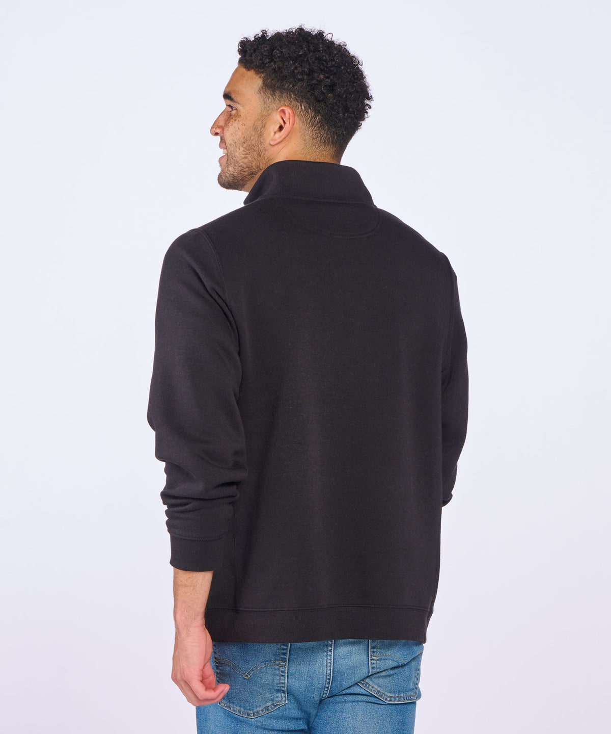 Men's Quarter Zip Fleece Pullover – Cozy Fleece 1/4 Zip Sweatshirt in Black