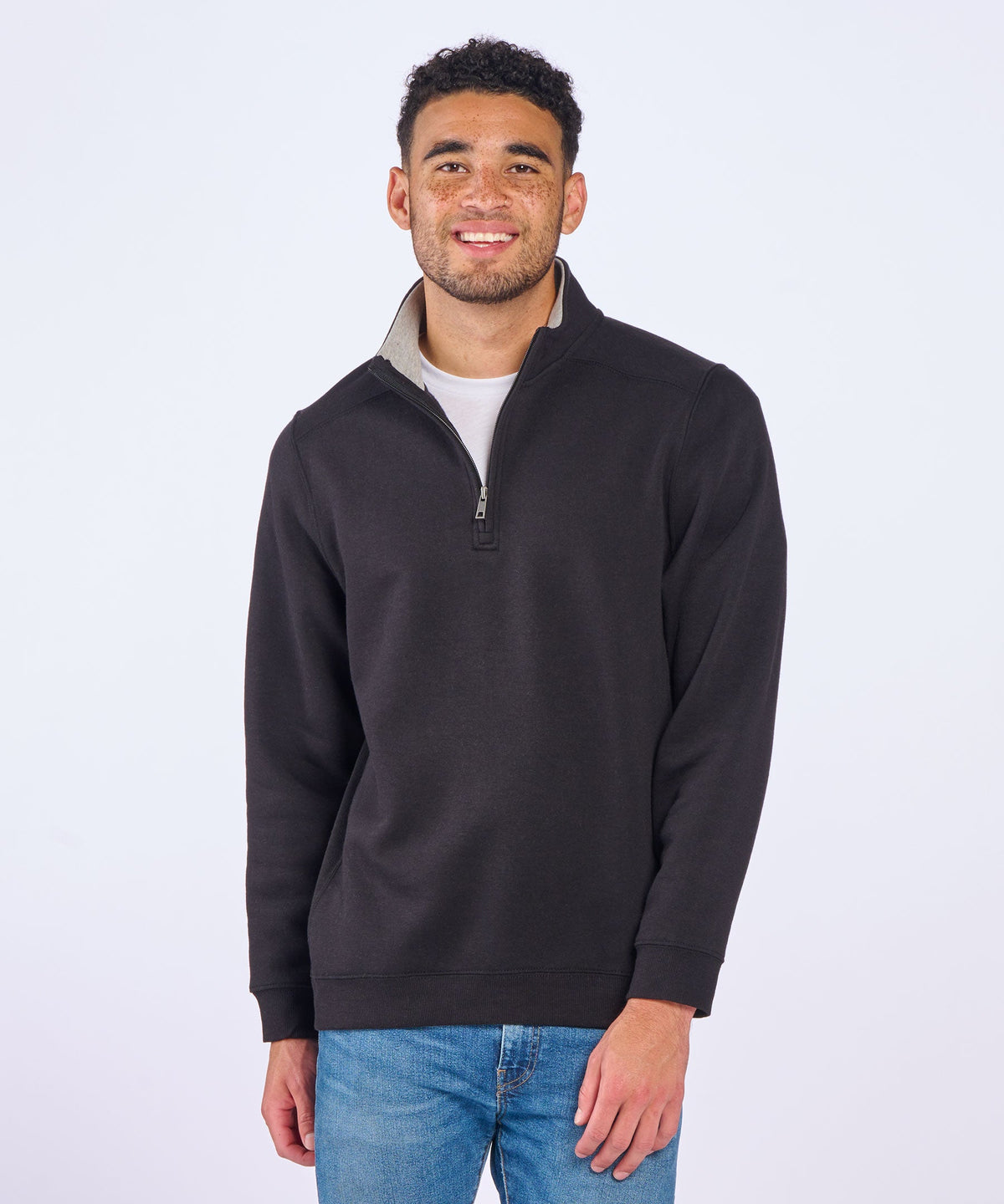 Men's Quarter Zip Fleece Pullover – Cozy Fleece 1/4 Zip Sweatshirt in Black