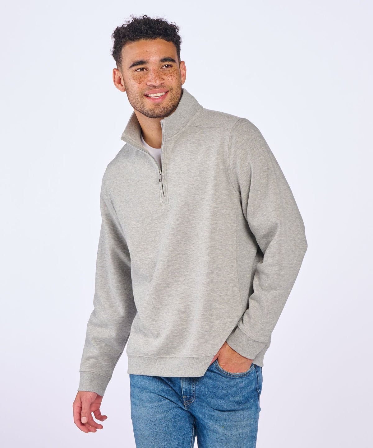 Men's Quarter Zip Fleece Pullover – Cozy Fleece 1/4 Zip Sweatshirt in Oxford Heather