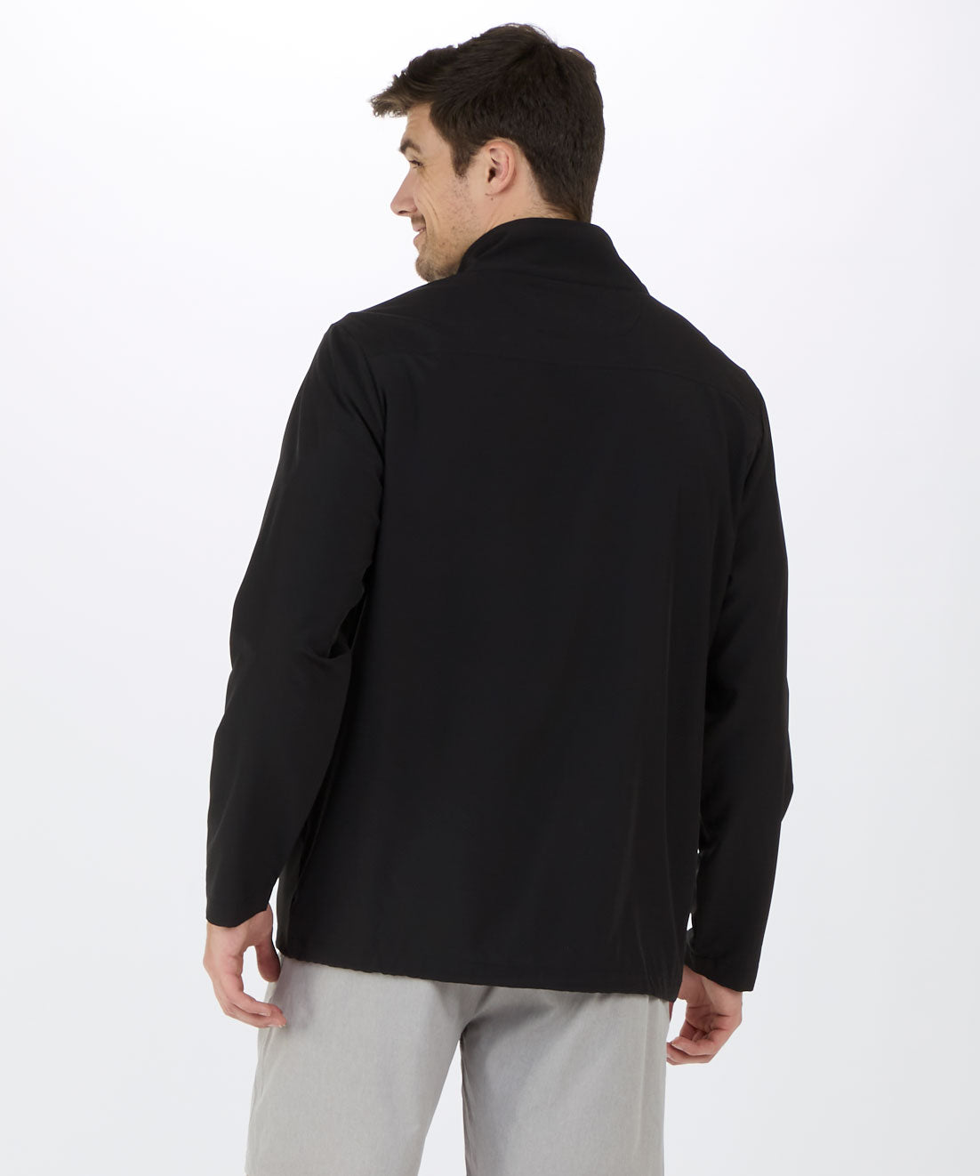 Men's Stretch Woven Quarter Zip – Lightweight Stretch 1/4 Zip Pullover in Black