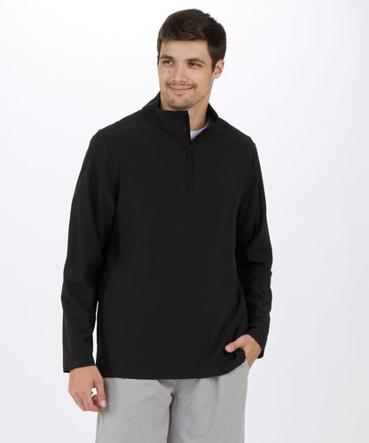 Men's Stretch Woven Quarter Zip – Lightweight Stretch 1/4 Zip Pullover in Black