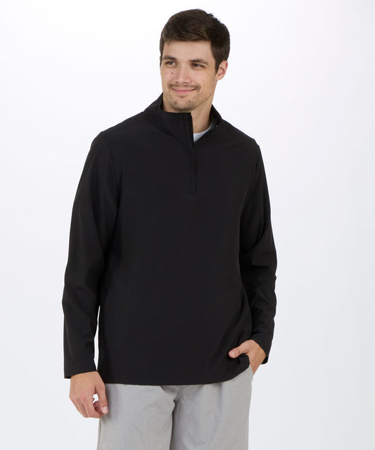 Men's Stretch Woven Quarter Zip – Lightweight Stretch 1/4 Zip Pullover in Black