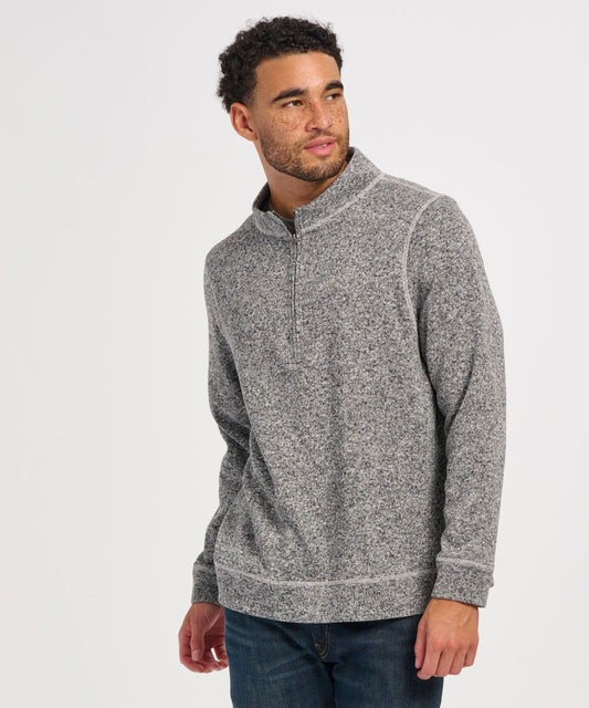 Men's Alpine Fleece Quarter Zip – Double Knit Fleece 1/4 Zip Pullover in Black Heather