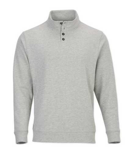 Men's French Terry Button Pullover – French Terry Henley Button Sweatshirt in Oxford Heather