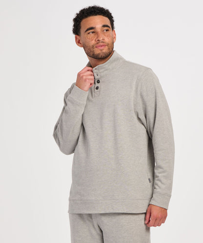 Men's French Terry Button Pullover – French Terry Henley Button Sweatshirt in Oxford Heather