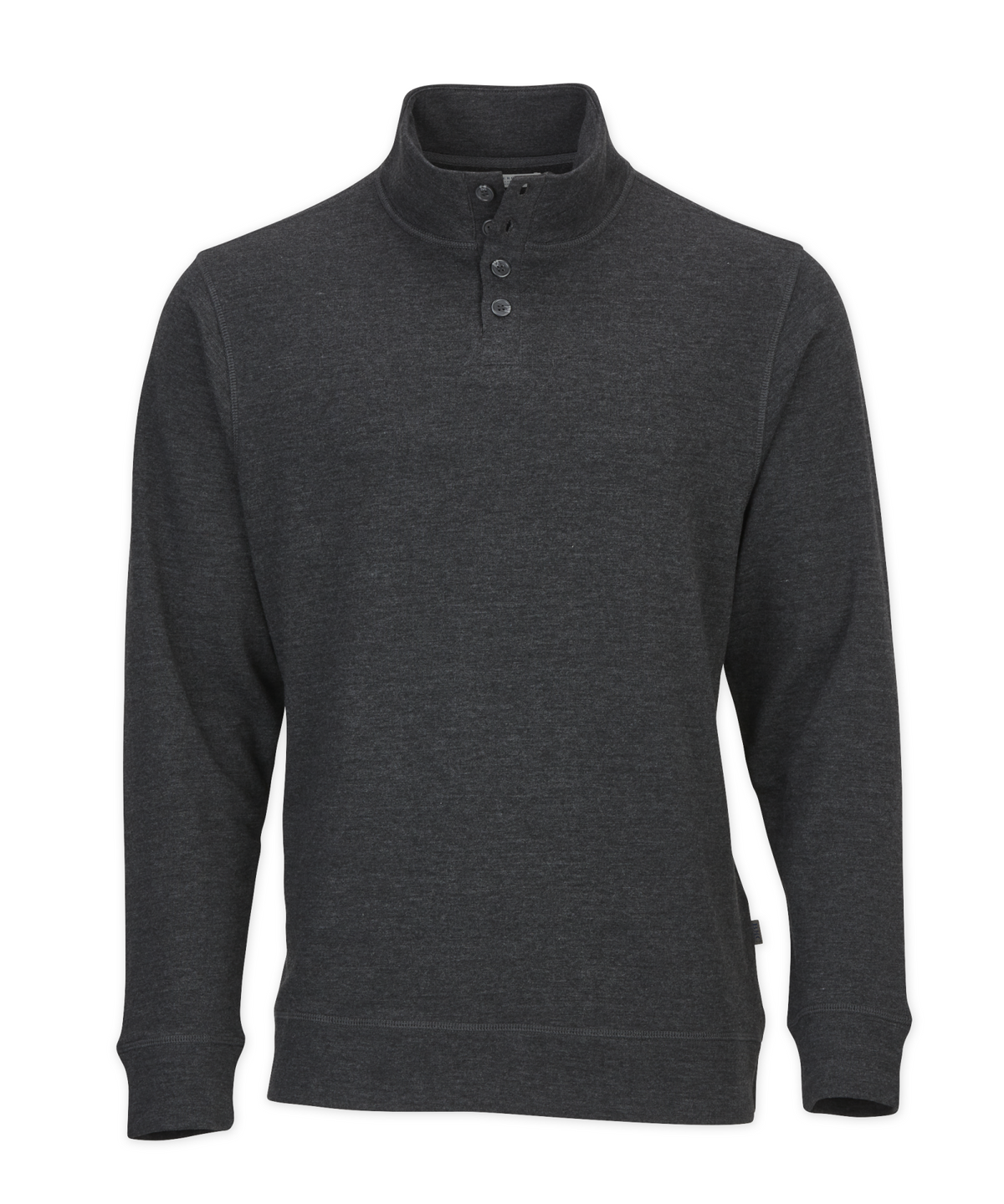 Men's French Terry Button Pullover – French Terry Henley Button Sweatshirt in Charcoal Hthr
