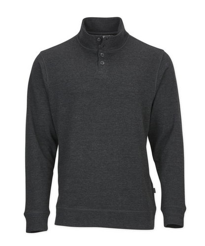 Men's French Terry Button Pullover – French Terry Henley Button Sweatshirt in Charcoal Hthr