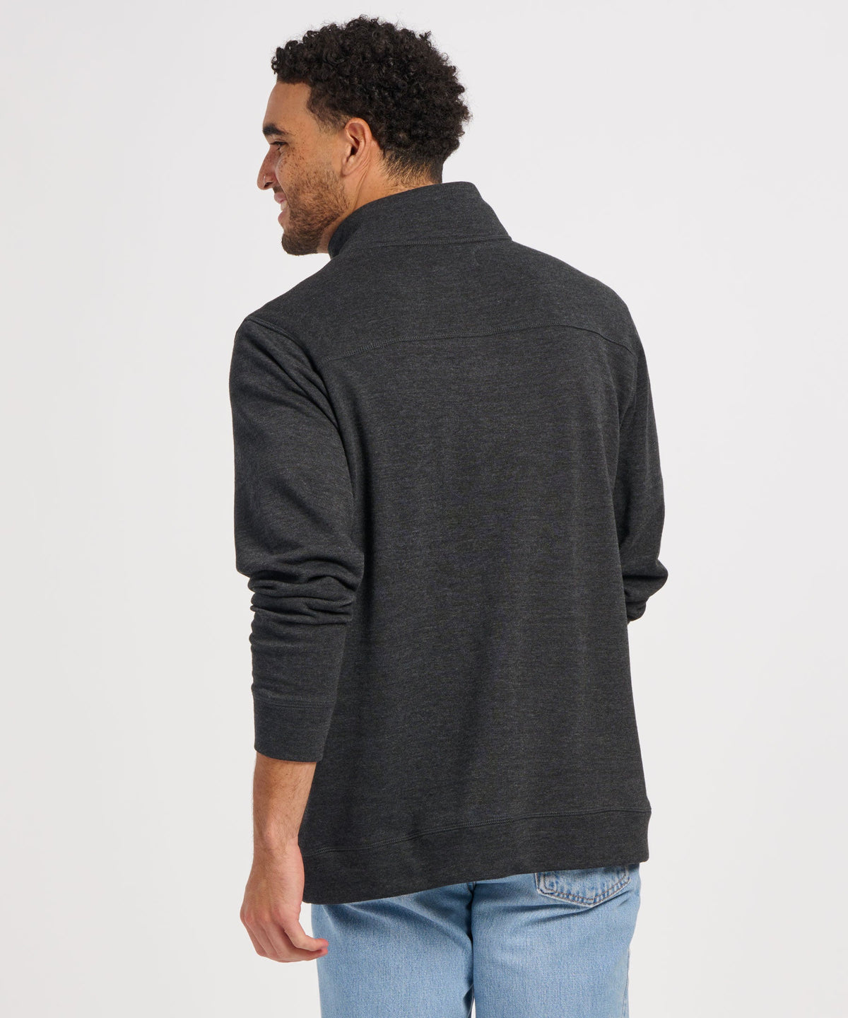 Men's French Terry Button Pullover – French Terry Henley Button Sweatshirt in Charcoal Hthr