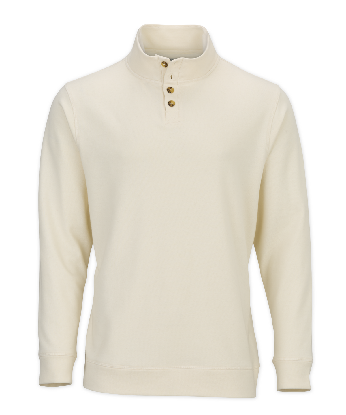 Men's French Terry Button Pullover – French Terry Henley Button Sweatshirt in Natural