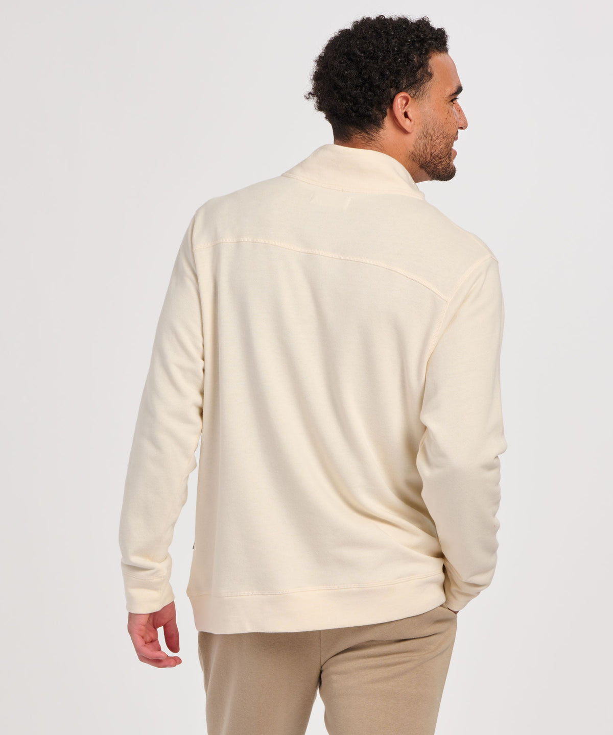 Men's French Terry Button Pullover – French Terry Henley Button Sweatshirt in Natural