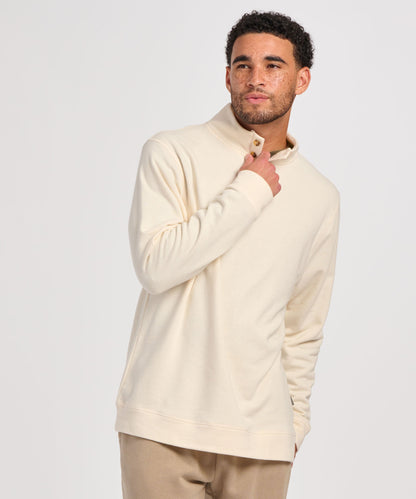 Men's French Terry Button Pullover – French Terry Henley Button Sweatshirt in Natural