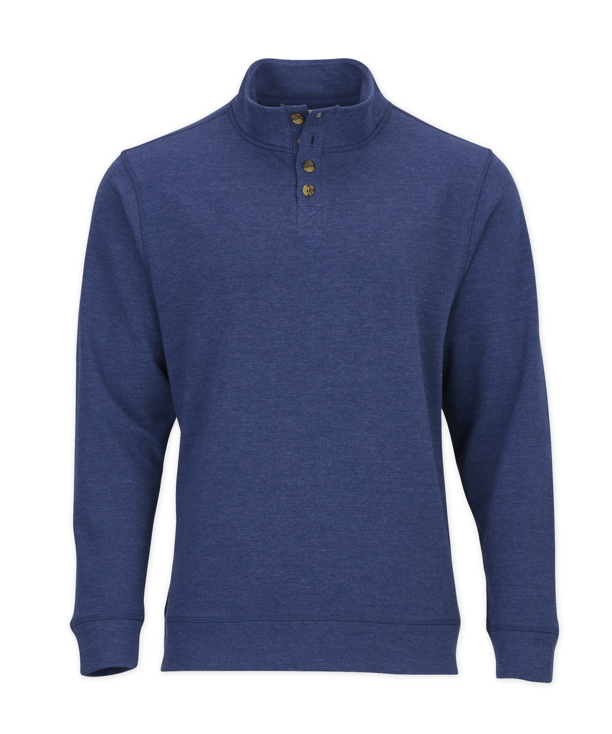Men's French Terry Button Pullover – French Terry Henley Button Sweatshirt in Navy Heather