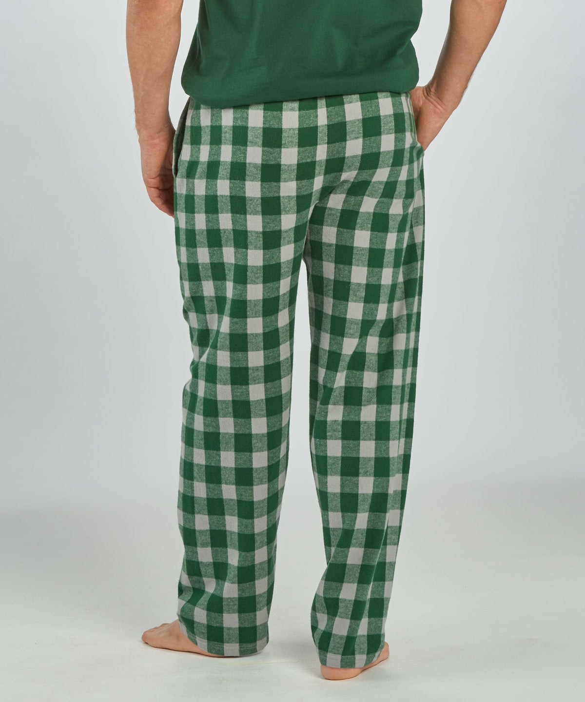Boxercraft BM6624 Men's Harley Flannel Pants - Green/Oxford Buffalo Plaid - Back | Green/Oxford Buffalo Plaid
