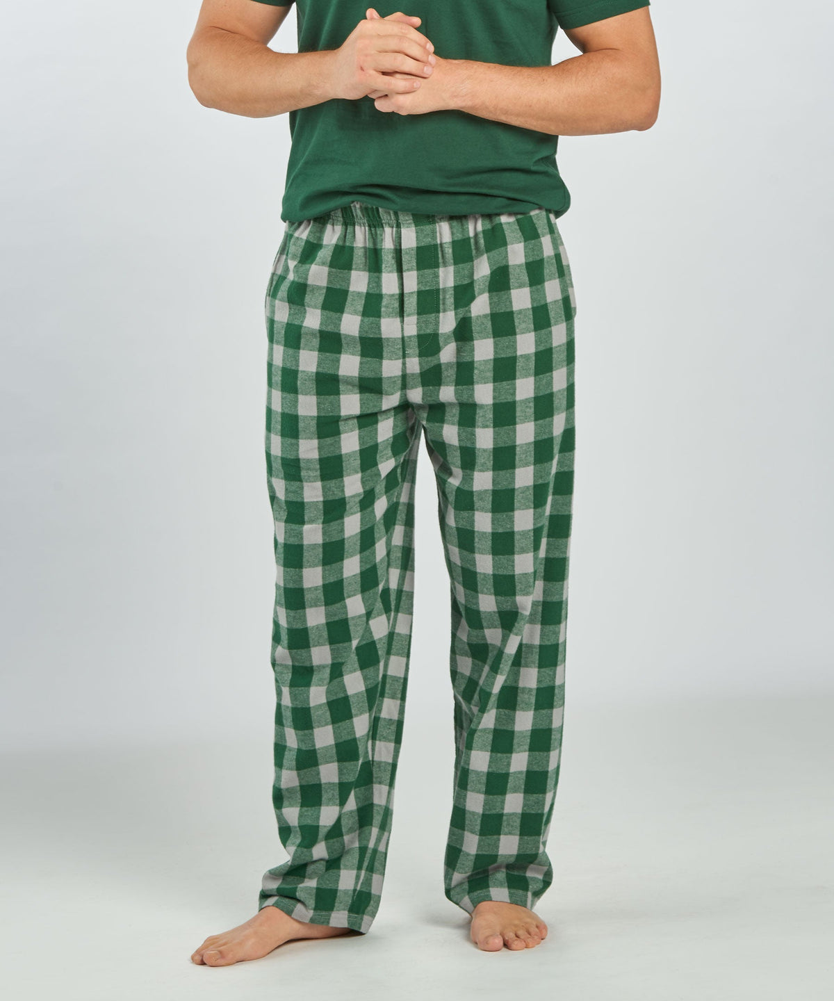 Boxercraft BM6624 Men's Harley Flannel Pants - Green/Oxford Buffalo Plaid - Front | Green/Oxford Buffalo Plaid