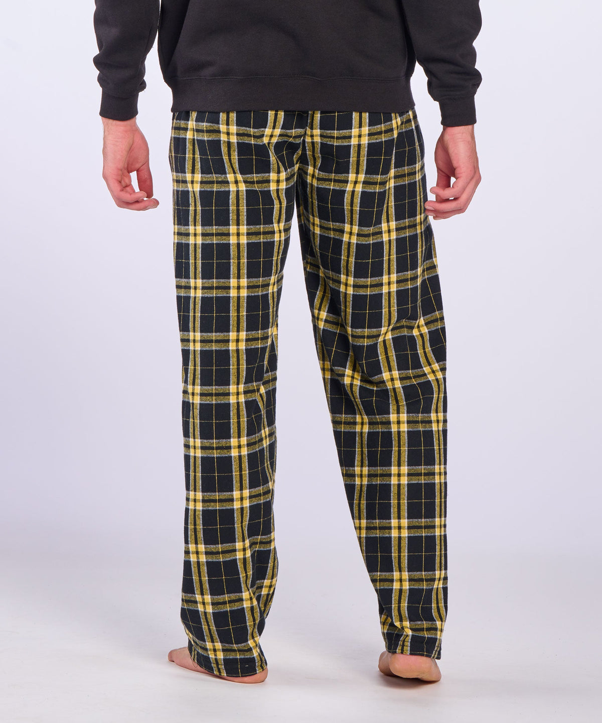 Boxercraft BM6624 Men's Harley Flannel Pants - Black/Gold Plaid - Back | Black/Gold Plaid