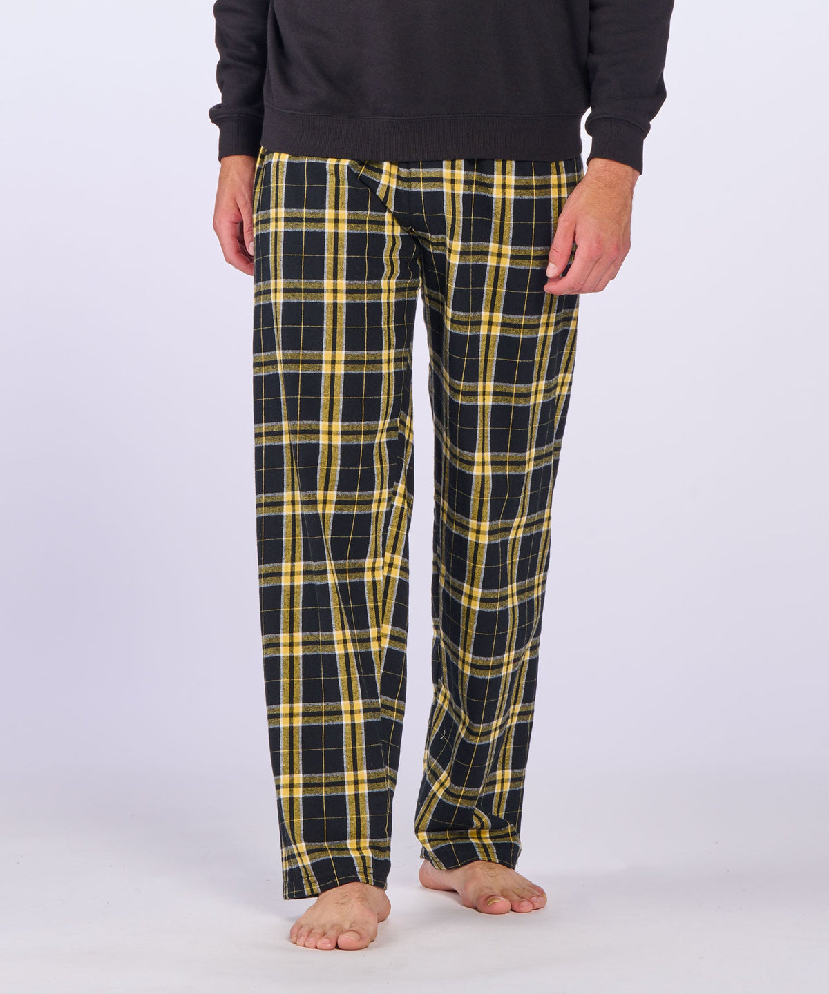 Boxercraft BM6624 Men's Harley Flannel Pants - Black/Gold Plaid - Front | Black/Gold Plaid