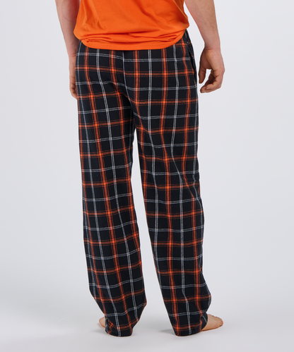 Boxercraft BM6624 Men's Harley Flannel Pants - Black/Orange/White - Back | Black/Orange/White