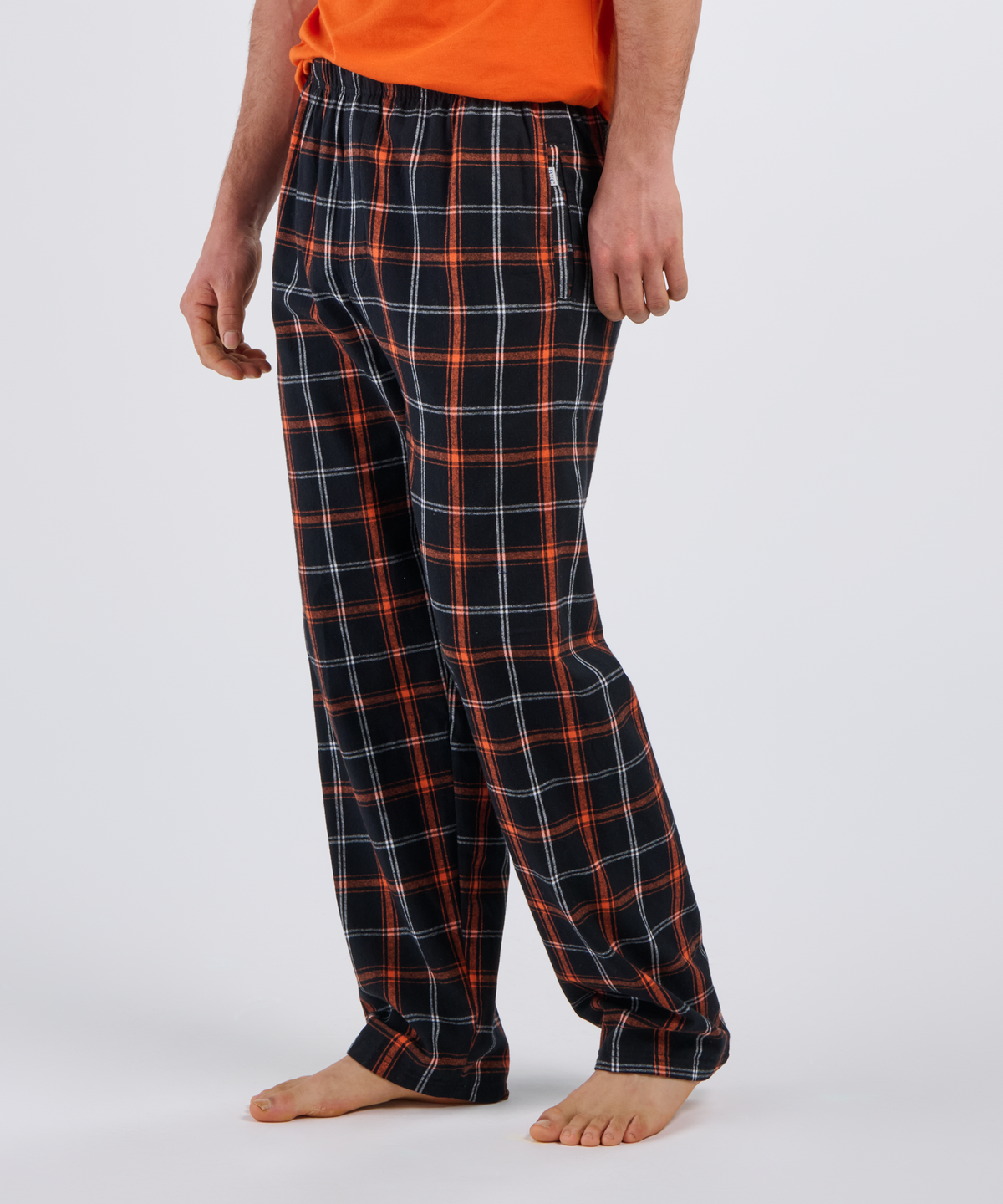 Boxercraft BM6624 Men's Harley Flannel Pants - Black/Orange/White - Front | Black/Orange/White
