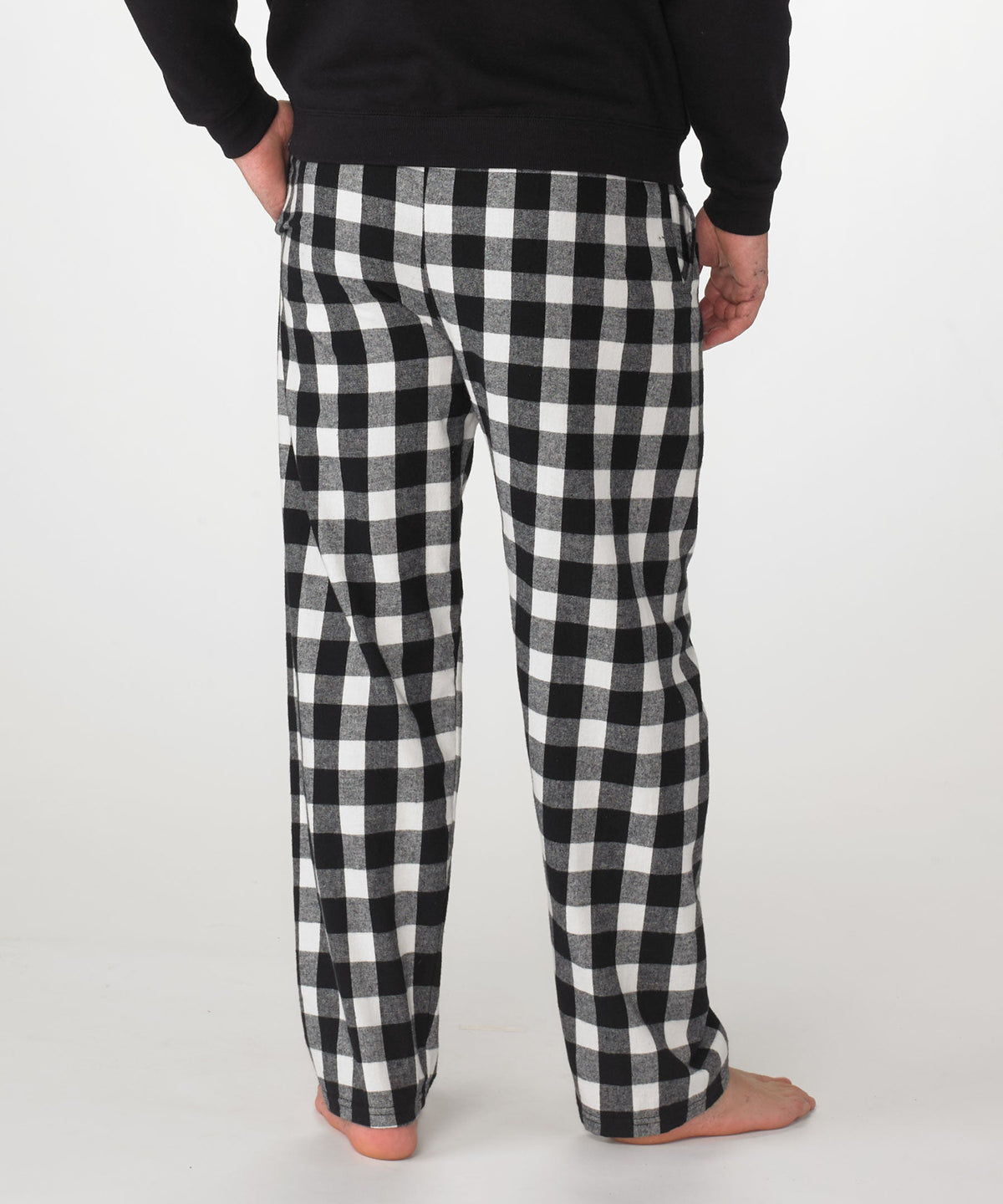 Boxercraft BM6624 Men's Harley Flannel Pants - Black/White Buffalo Plaid - Back | Black/White Buffalo Plaid