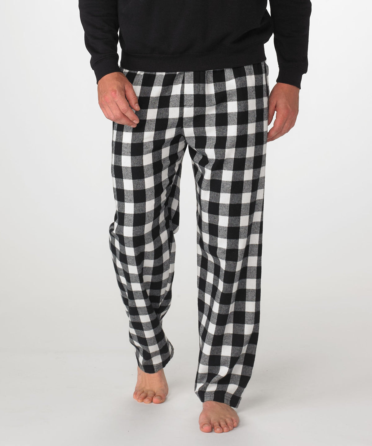Boxercraft BM6624 Men's Harley Flannel Pants - Black/White Buffalo Plaid - Front | Black/White Buffalo Plaid