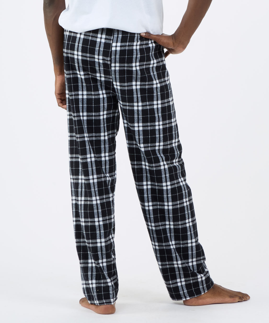 Boxercraft BM6624 Men's Harley Flannel Pants - Black/White Plaid - Back | Black/White Plaid