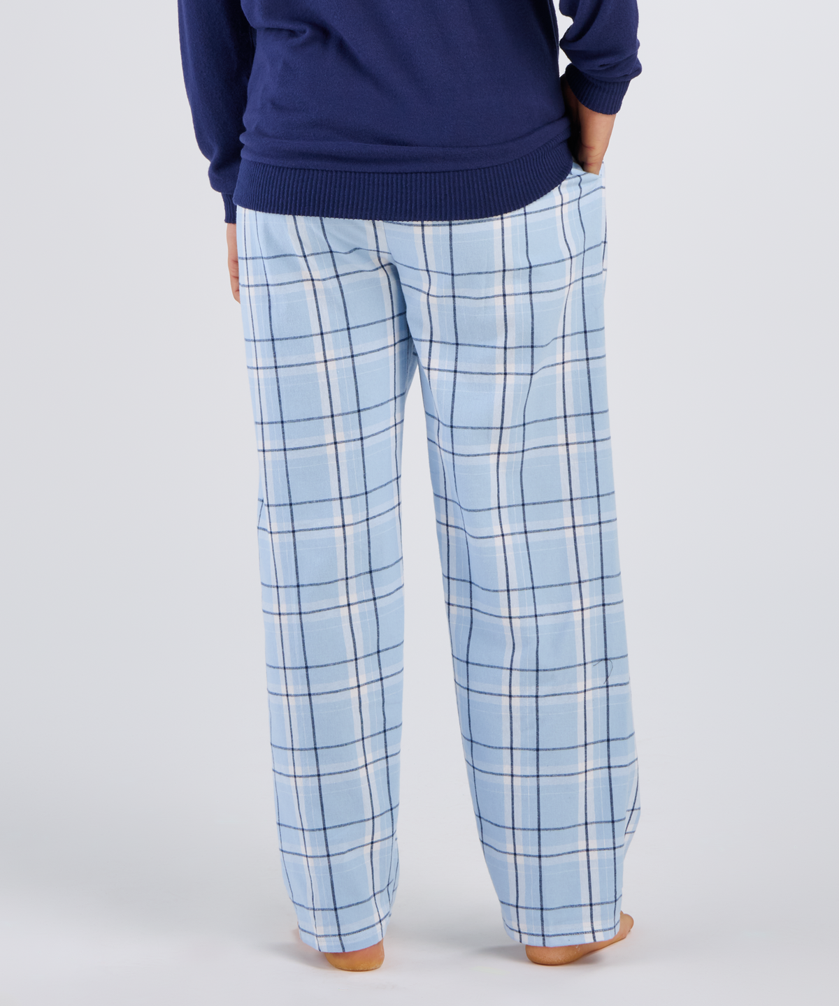 Boxercraft BM6624 Men's Harley Flannel Pants - Sky Carnegie Plaid - Back | Sky Carnegie Plaid