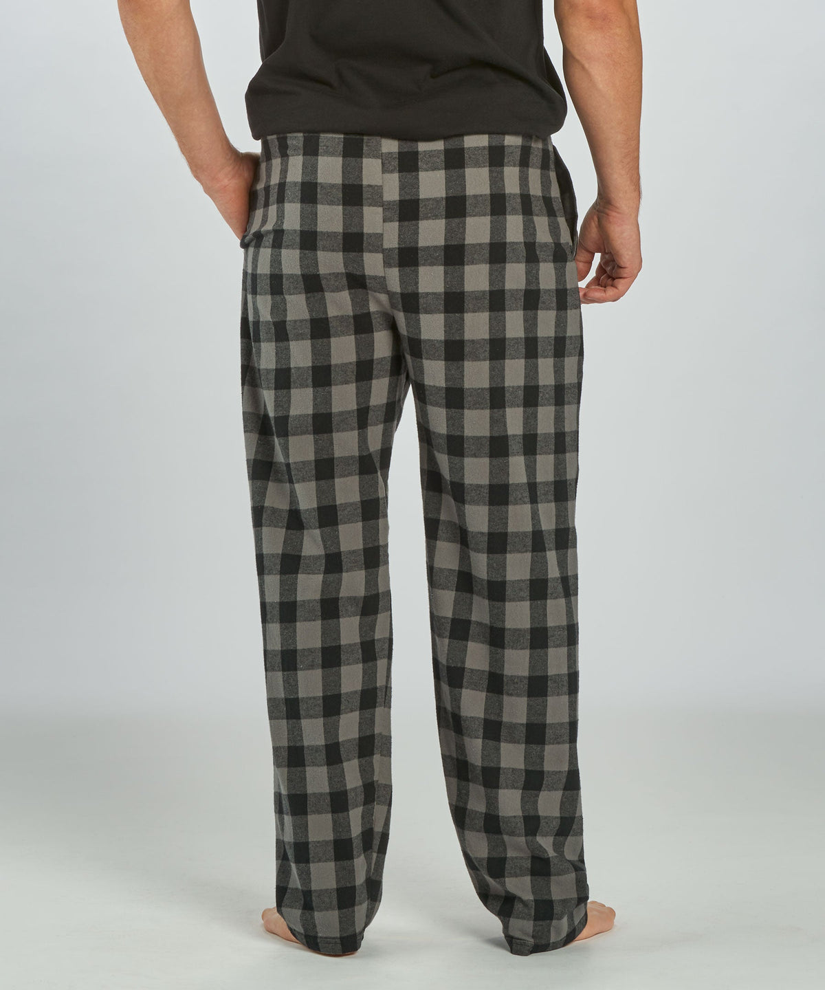 Boxercraft BM6624 Men's Harley Flannel Pants - Charcoal/Black Buffalo Plaid - Back | Charcoal/Black Buffalo Plaid