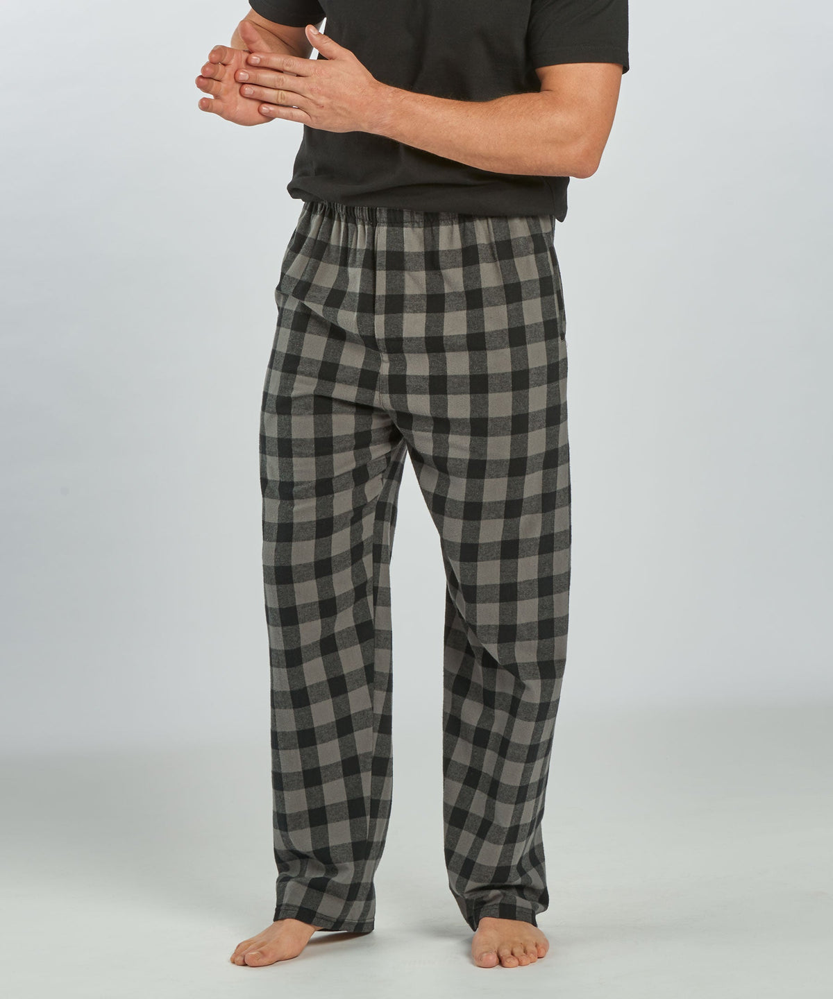 Boxercraft BM6624 Men's Harley Flannel Pants - Charcoal/Black Buffalo Plaid - Front | Charcoal/Black Buffalo Plaid