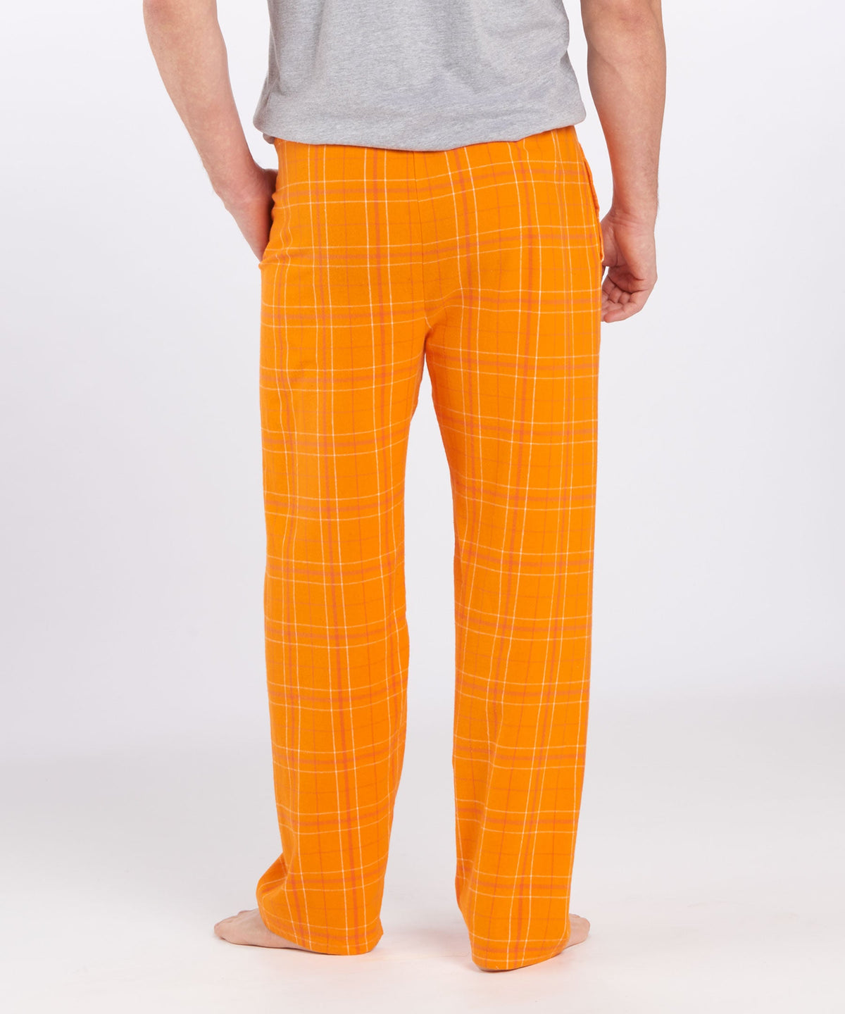 Boxercraft BM6624 Men's Harley Flannel Pants - Orange Field Day Plaid - Back | Orange Field Day Plaid
