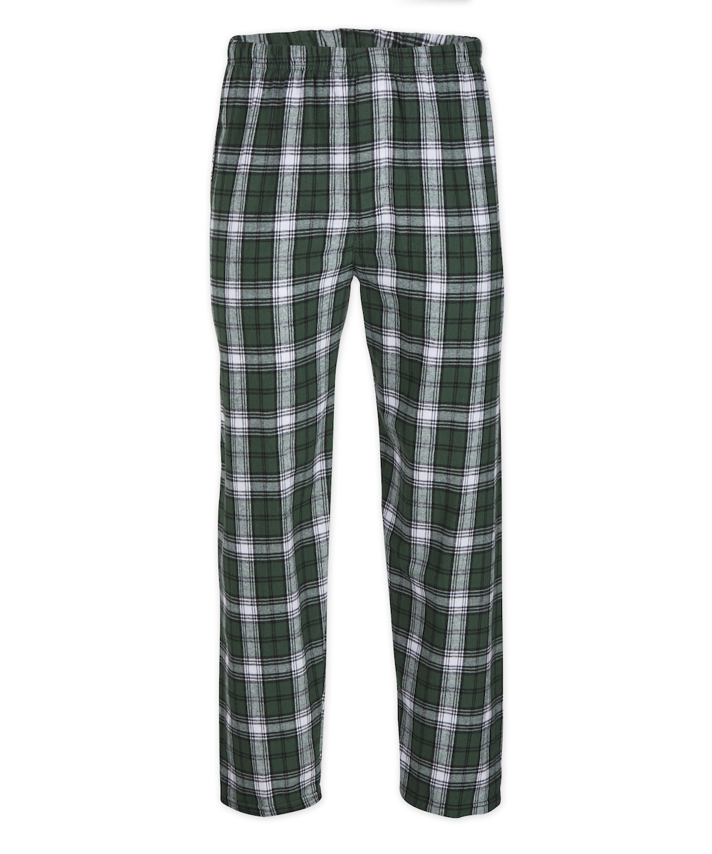 Boxercraft BM6624 Men's Harley Flannel Pants - Green/White Plaid - Ghost Front | Green/White Plaid