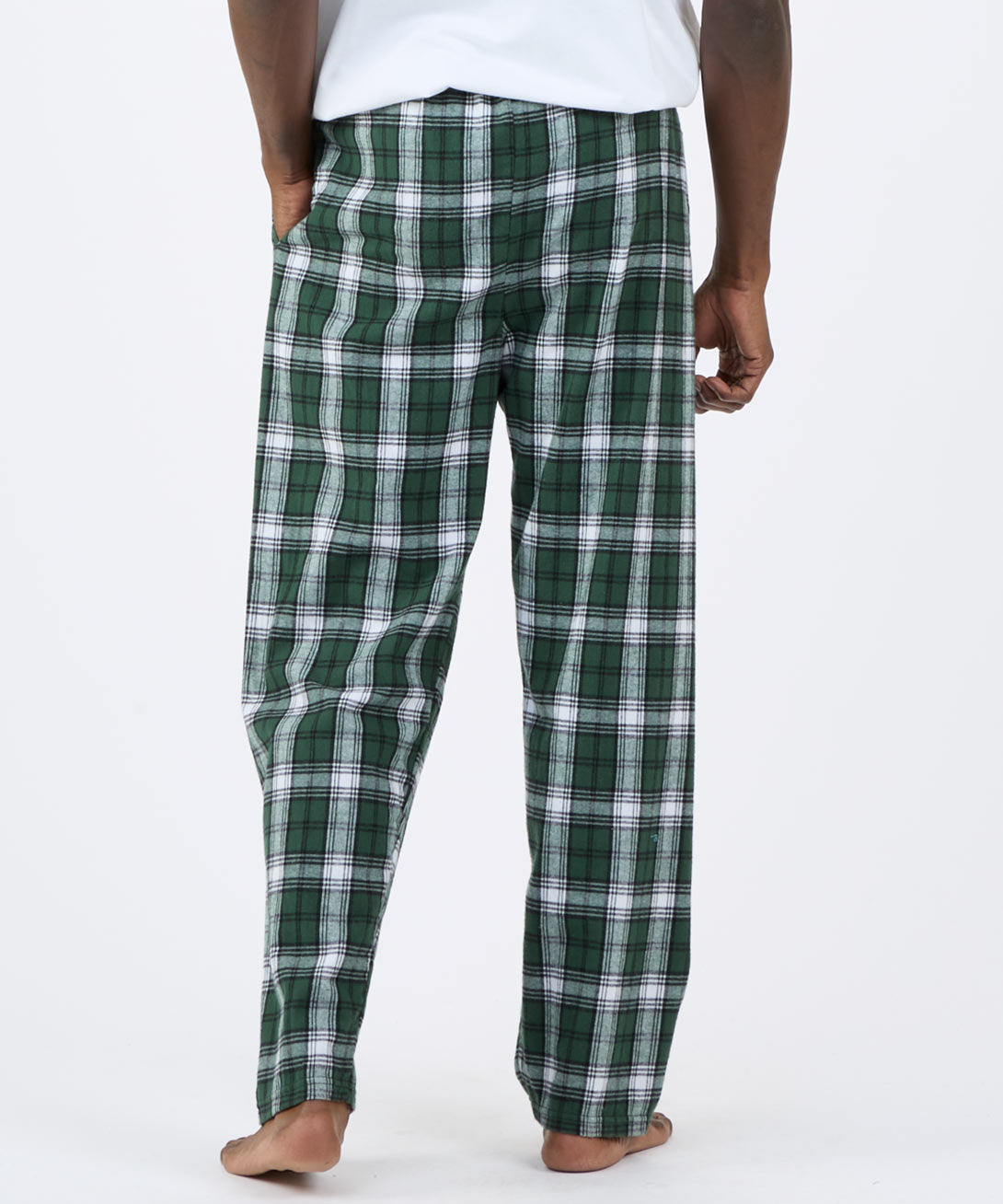 Boxercraft BM6624 Men's Harley Flannel Pants - Green/White Plaid - Back | Green/White Plaid