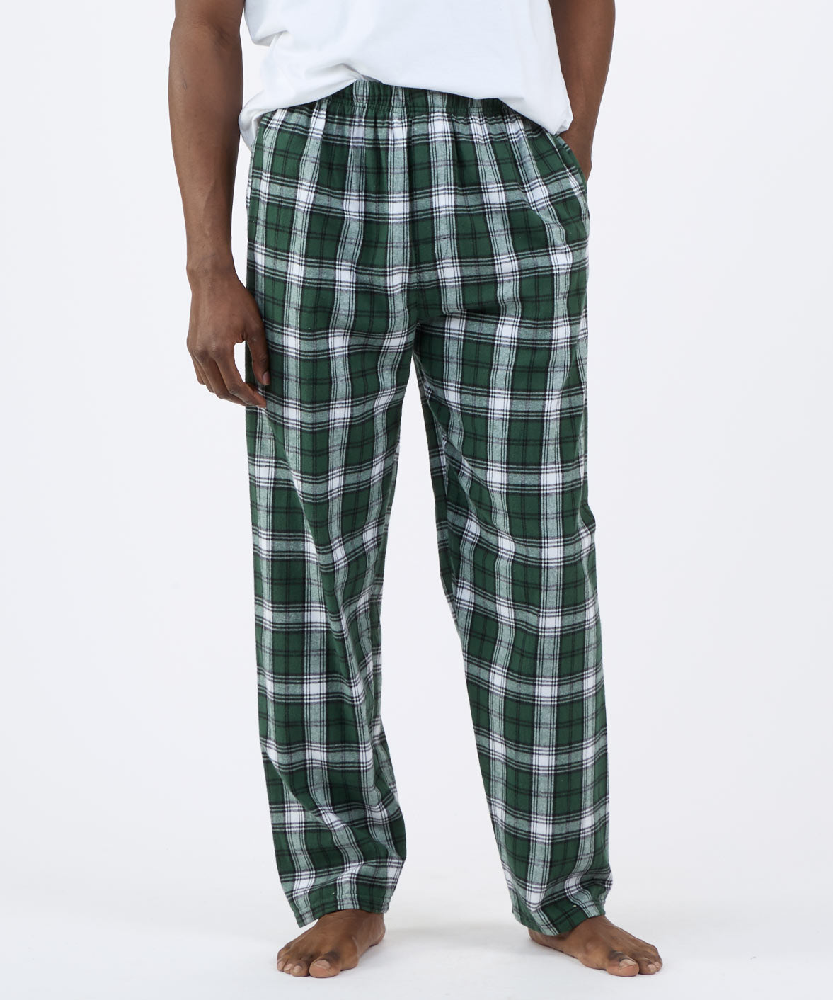 Boxercraft BM6624 Men's Harley Flannel Pants - Green/White Plaid - Front | Green/White Plaid