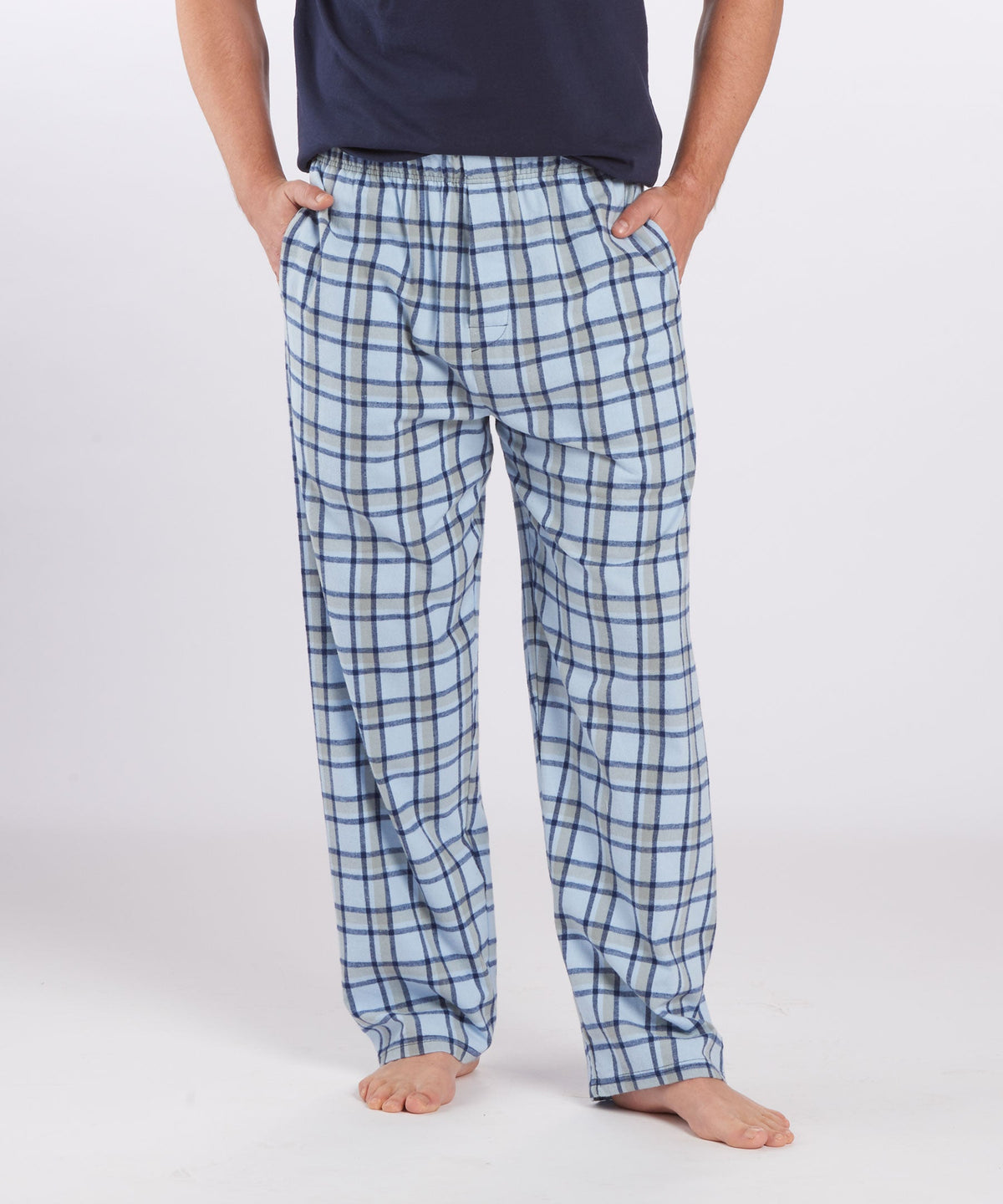 Boxercraft BM6624 Men's Harley Flannel Pants - Heritage Carolina Blue/Green Plaid - Front | Heritage Carolina Blue/Green Plaid