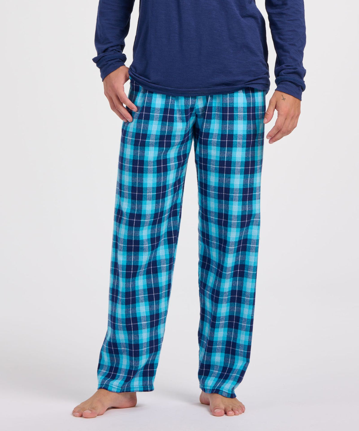 Boxercraft BM6624 Men's Harley Flannel Pants - Snow Plaid - Front | Snow Plaid