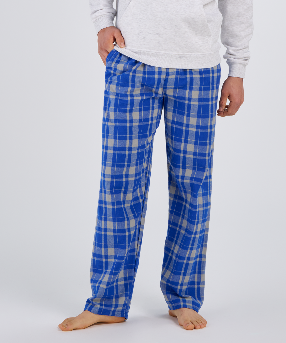 Boxercraft BM6624 Men's Harley Flannel Pants - Electric Royal Jordan Plaid - Front | Electric Royal Jordan Plaid