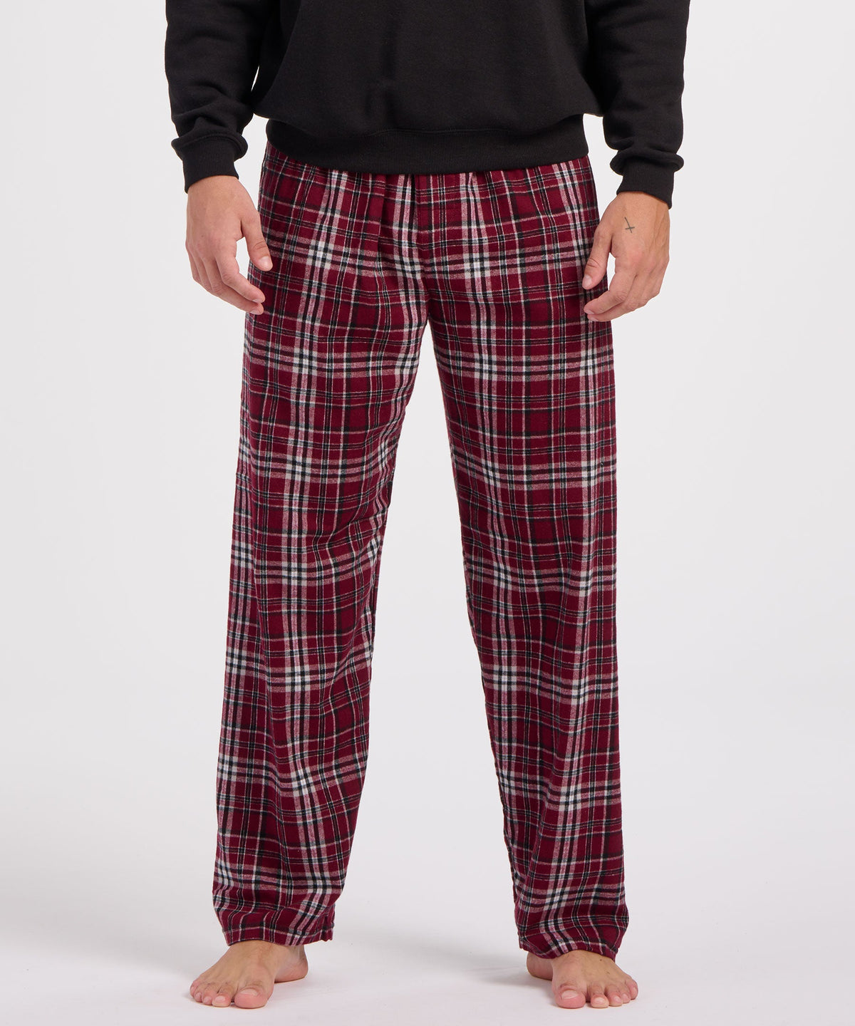 Boxercraft BM6624 Men's Harley Flannel Pants - Maroon Plaid - Front | Maroon Plaid