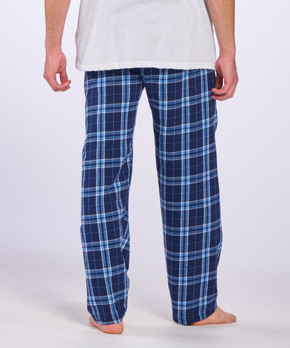 Boxercraft BM6624 Men's Harley Flannel Pants - Navy/Columbia Plaid - Back | Navy/Columbia Plaid