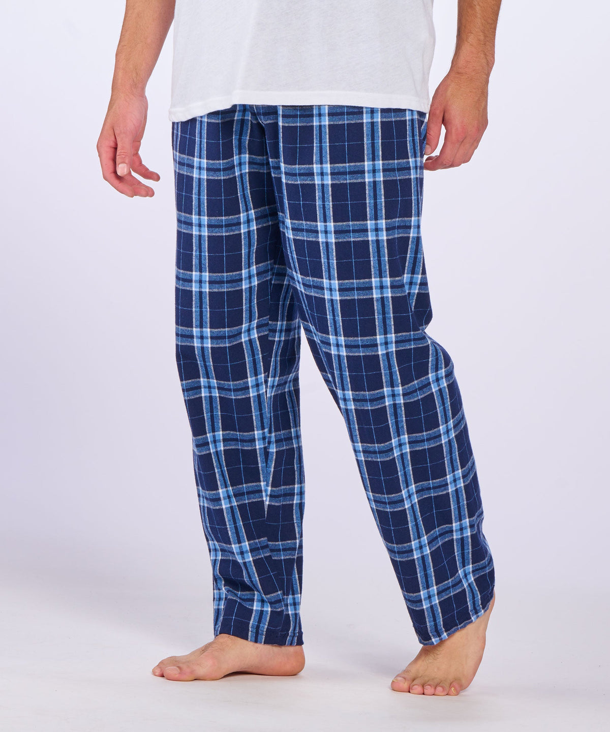 Boxercraft BM6624 Men's Harley Flannel Pants - Navy/Columbia Plaid - Front | Navy/Columbia Plaid