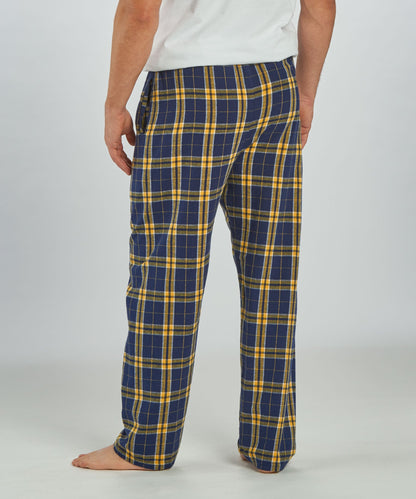 Boxercraft BM6624 Men's Harley Flannel Pants - Navy/Gold Plaid - Back | Navy/Gold Plaid