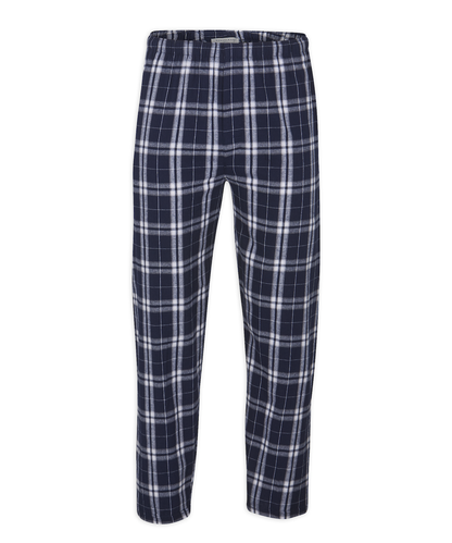 Boxercraft BM6624 Men's Harley Flannel Pants - Navy/Silver Plaid - Ghost Front | Navy/Silver Plaid