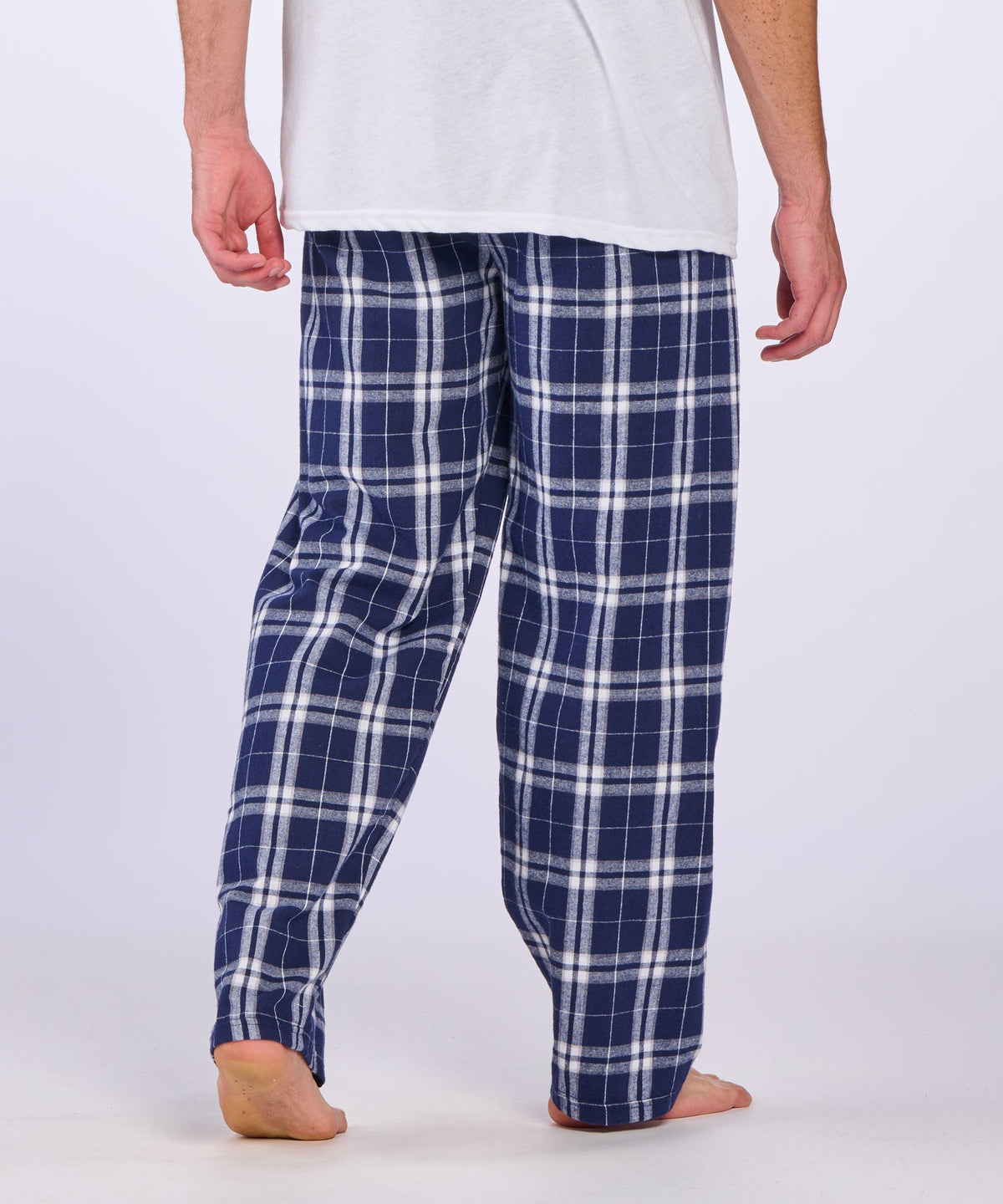 Boxercraft BM6624 Men's Harley Flannel Pants - Navy/Silver Plaid - Back | Navy/Silver Plaid