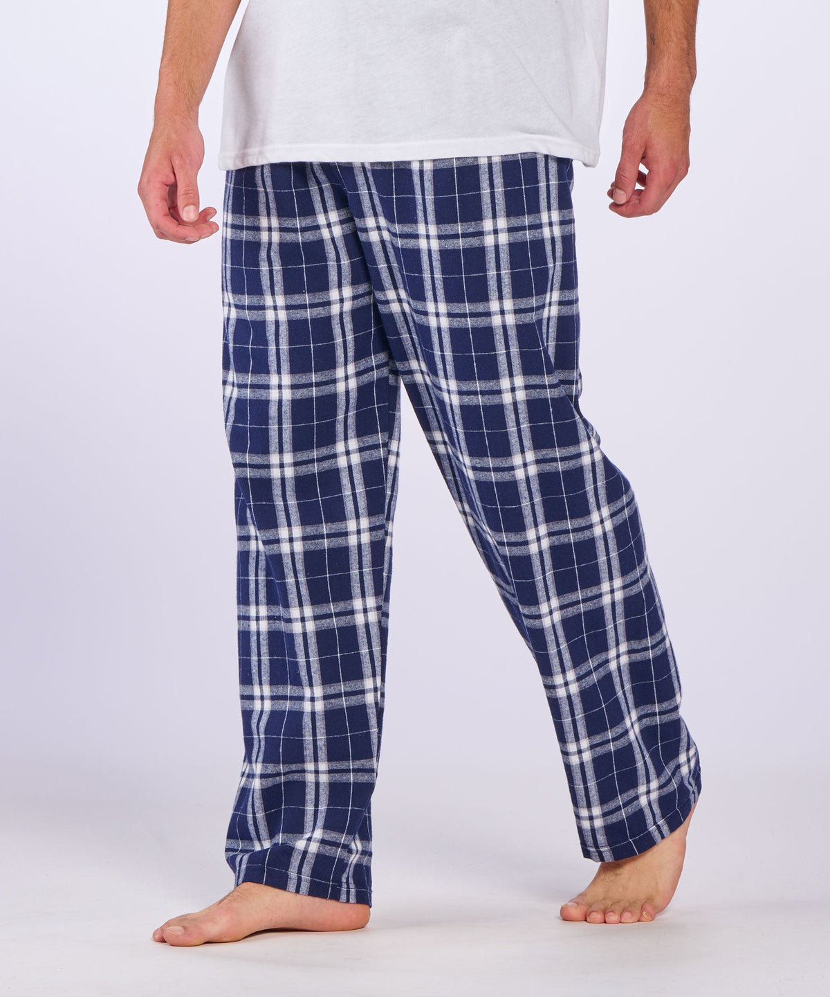 Boxercraft BM6624 Men's Harley Flannel Pants - Navy/Silver Plaid - Front | Navy/Silver Plaid