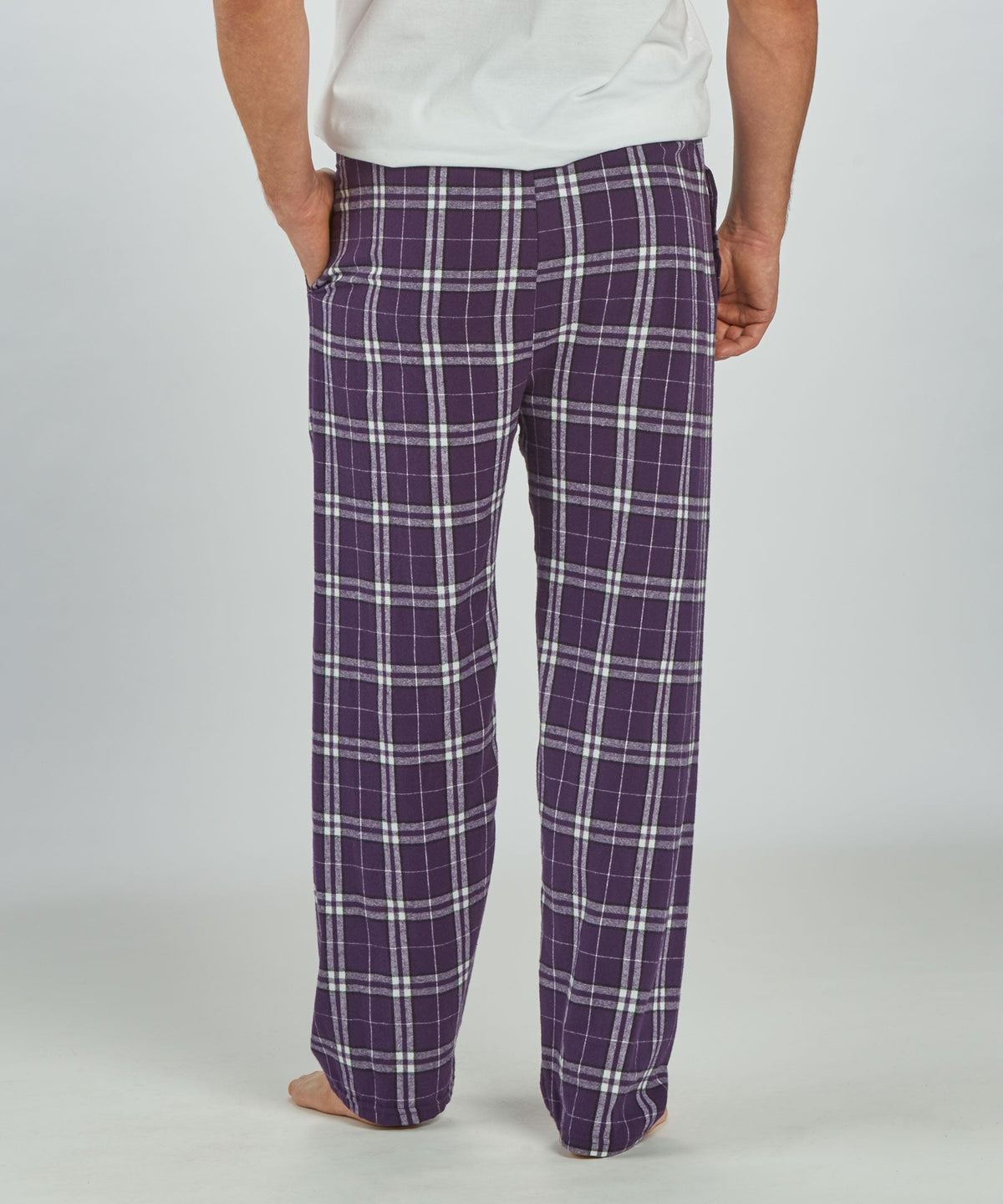 Boxercraft BM6624 Men's Harley Flannel Pants - Purple/White Plaid - Back | Purple/White Plaid