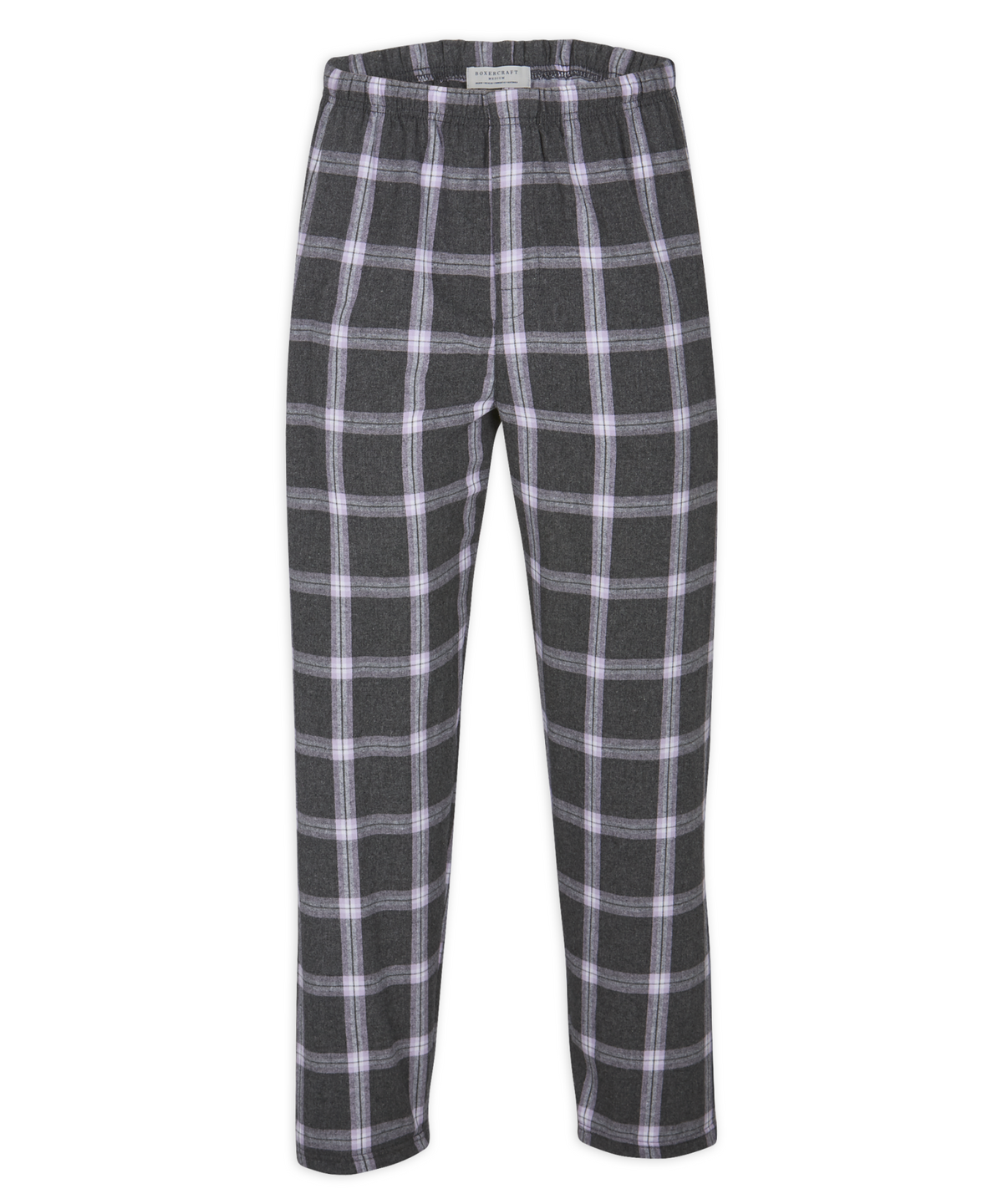 Boxercraft BM6624 Men's Harley Flannel Pants - Charcoal/Lavender Tomb Plaid - Ghost Front | Charcoal/Lavender Tomb Plaid